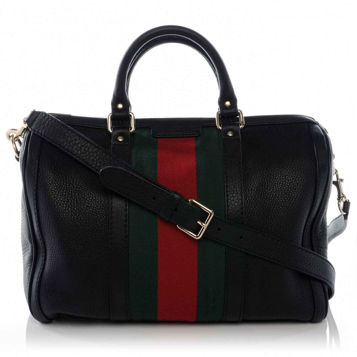 Leather Vintage Web Medium Boston Black