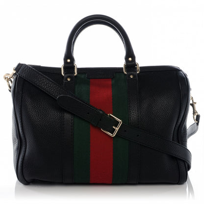 Gucci Leather Vintage Web Medium Boston Black 1 of 7
