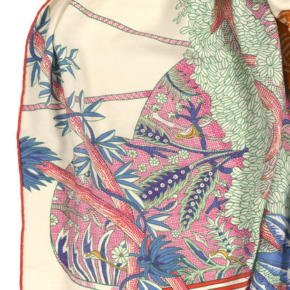 Hermes Cashmere Silk Acte III Scene I La Clairiere Shawl 140 White Rose Corail 2 of 4