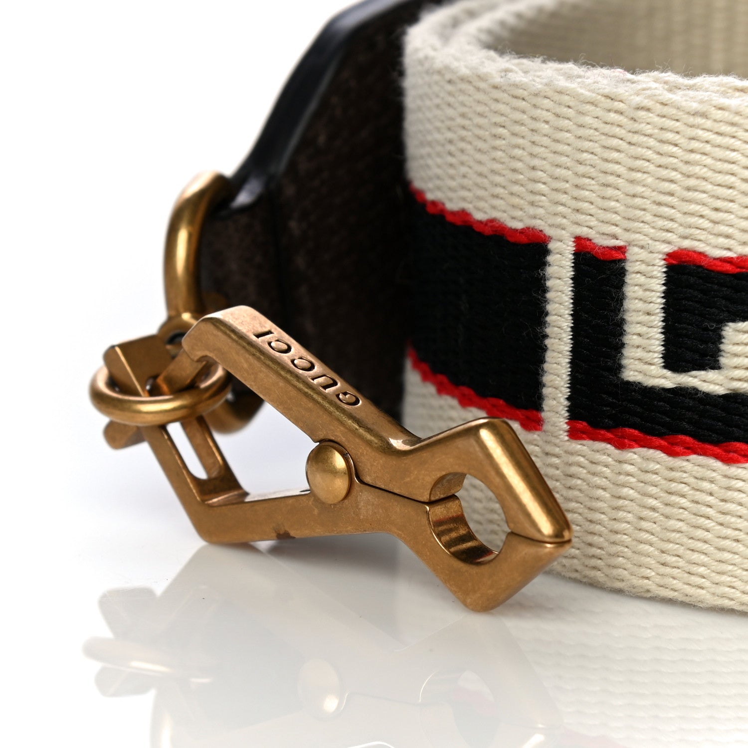 Gucci Canvas Shoulder Strap Beige Black Red 5 of 10