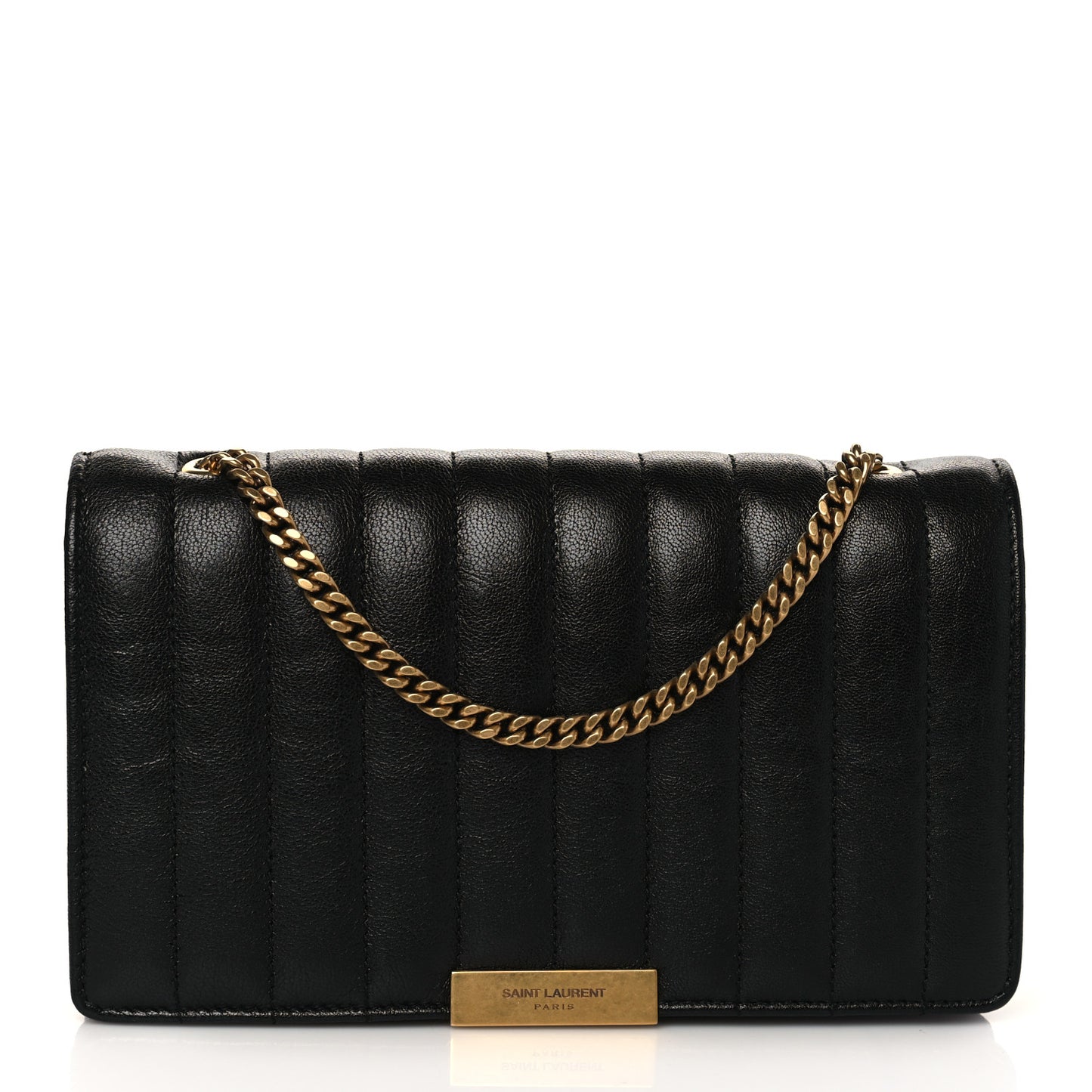 Lambskin Matelasse Amalia Chain Shoulder Bag Black