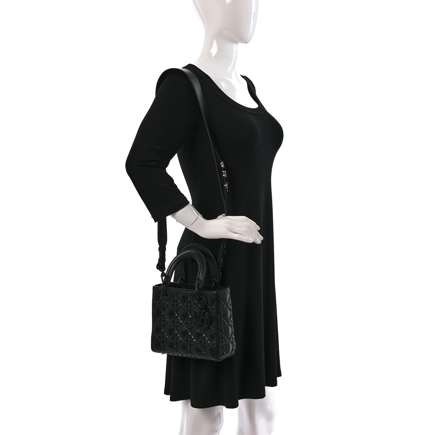 Calfskin Cannage Diamond Small My ABCDior Lady Dior Black