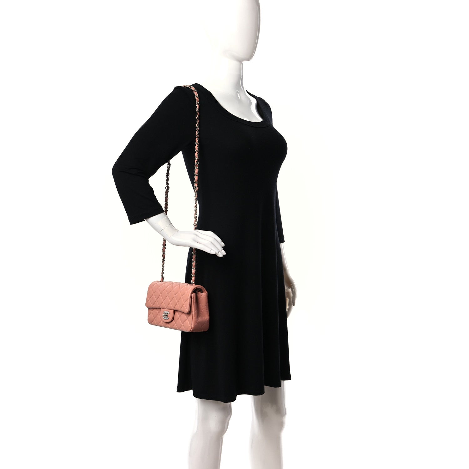 Chanel Lambskin Quilted Mini Rectangular Flap Light Pink 2 of 9