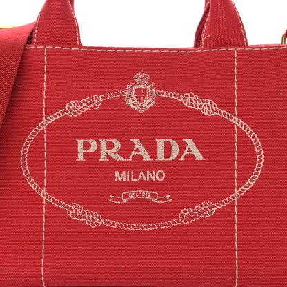 Prada Canapa Small Logo Tote Rosso 9 of 14