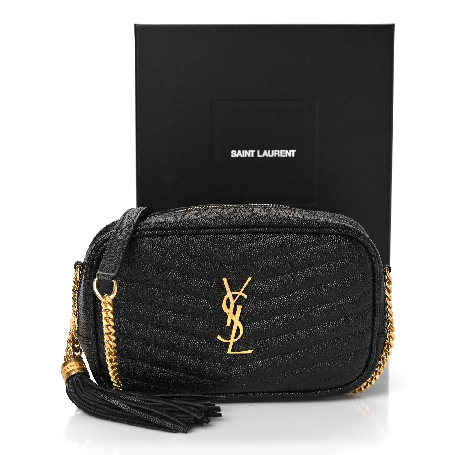 Saint Laurent Grain De Poudre Matelasse Monogram Mini Lou Camera Bag Black 9 of 9