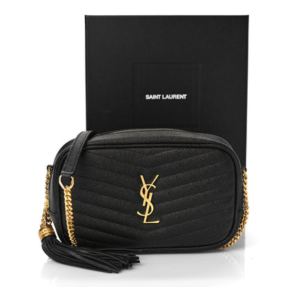 Saint Laurent Grain De Poudre Matelasse Monogram Mini Lou Camera Bag Black 9 of 9
