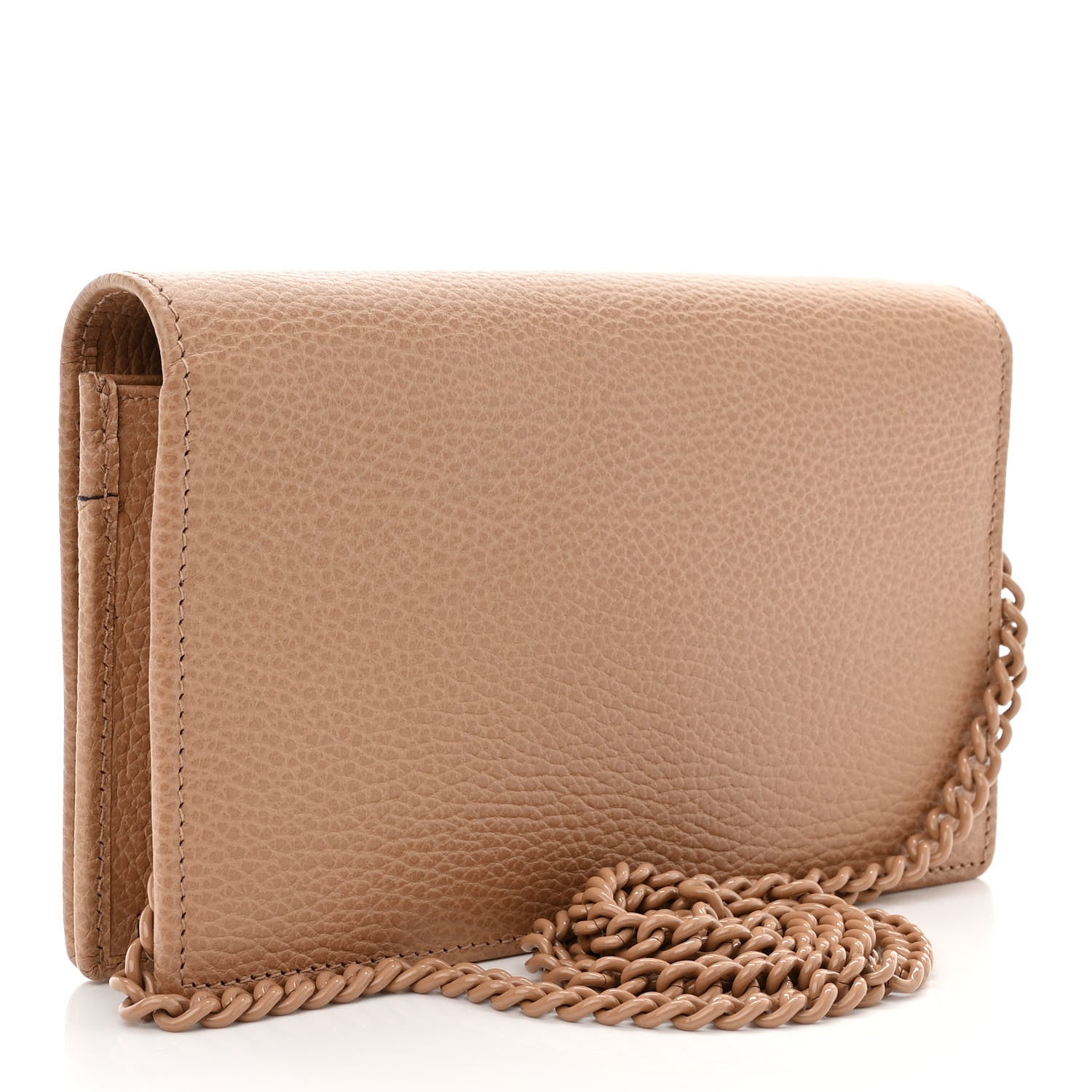 Gucci Dollar Calfskin Enamel Monochrome Mini GG Marmont Chain Wallet Camelia 3 of 10