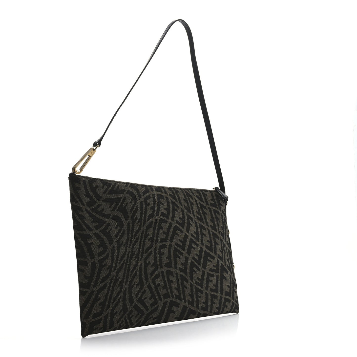 X SARAH COLEMAN Fabric Jacquard FF Vertigo Pochette Tobacco Moro Black