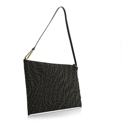 Fendi X SARAH COLEMAN Fabric Jacquard FF Vertigo Pochette Tobacco Moro Black 3 of 10
