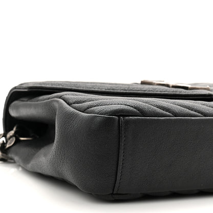 Saint Laurent Sheepskin Matelasse Chevron Monogram Medium College Bag Black 16 of 20
