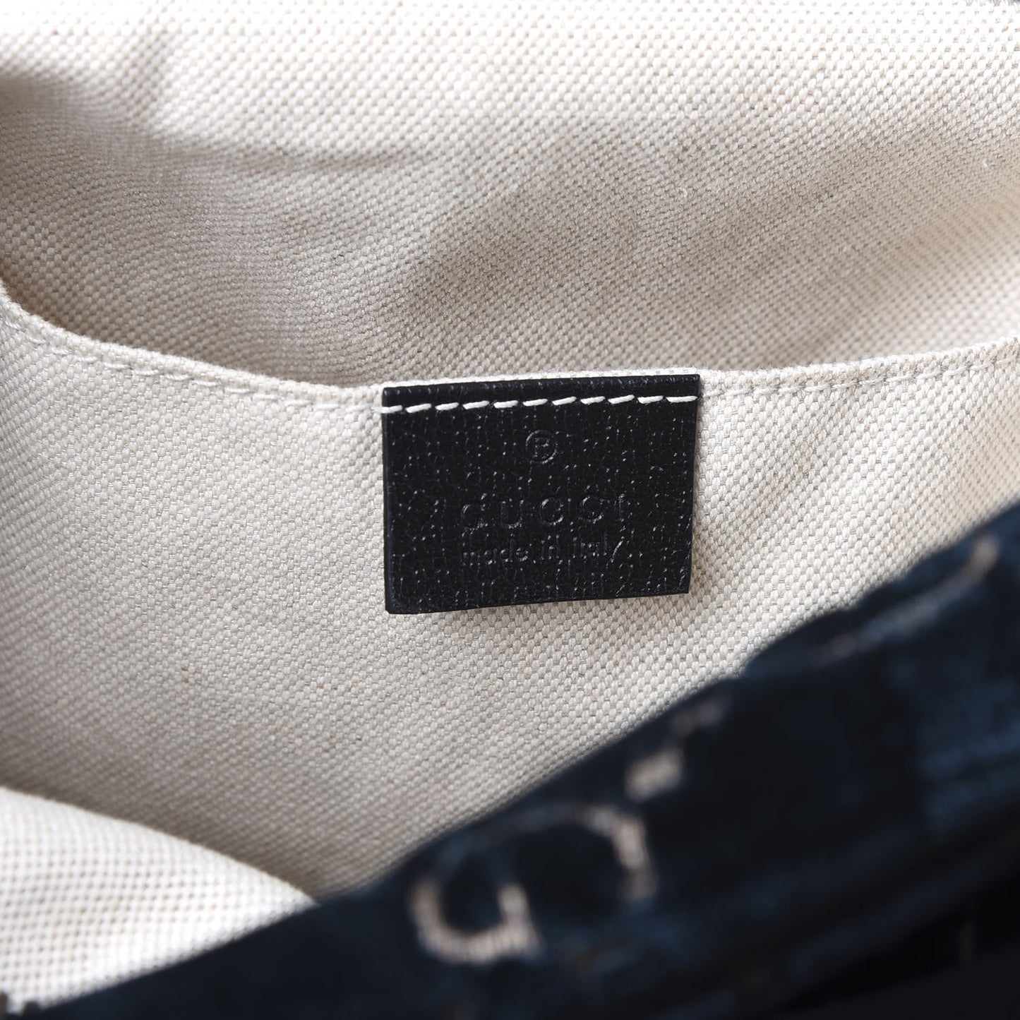 Velvet GG Monogram Textured Calfskin Web Small Double Buckle Backpack Blue Beige Black