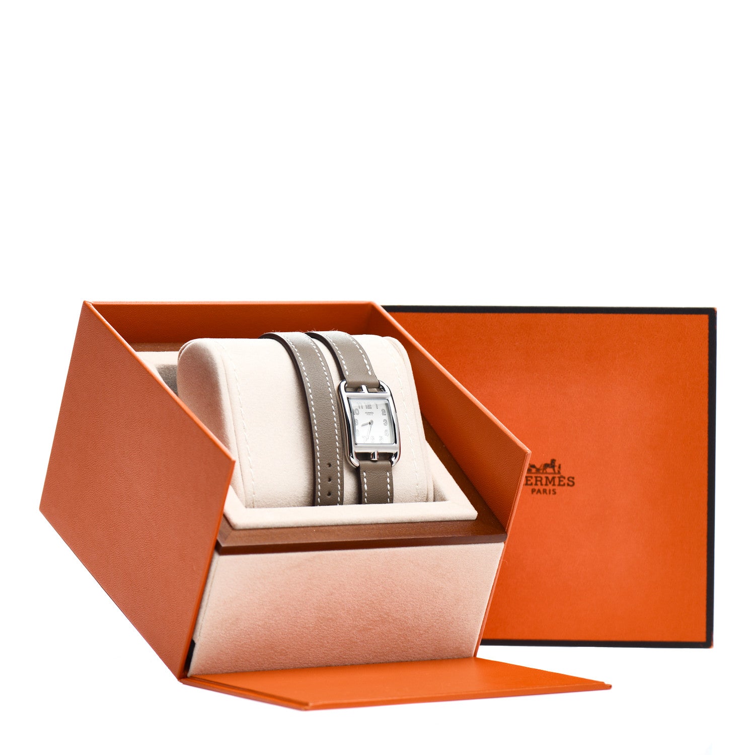 Hermes Stainless Steel Swift 23mm Cape Cod Double Tour Quartz Watch Etoupe 5 of 5