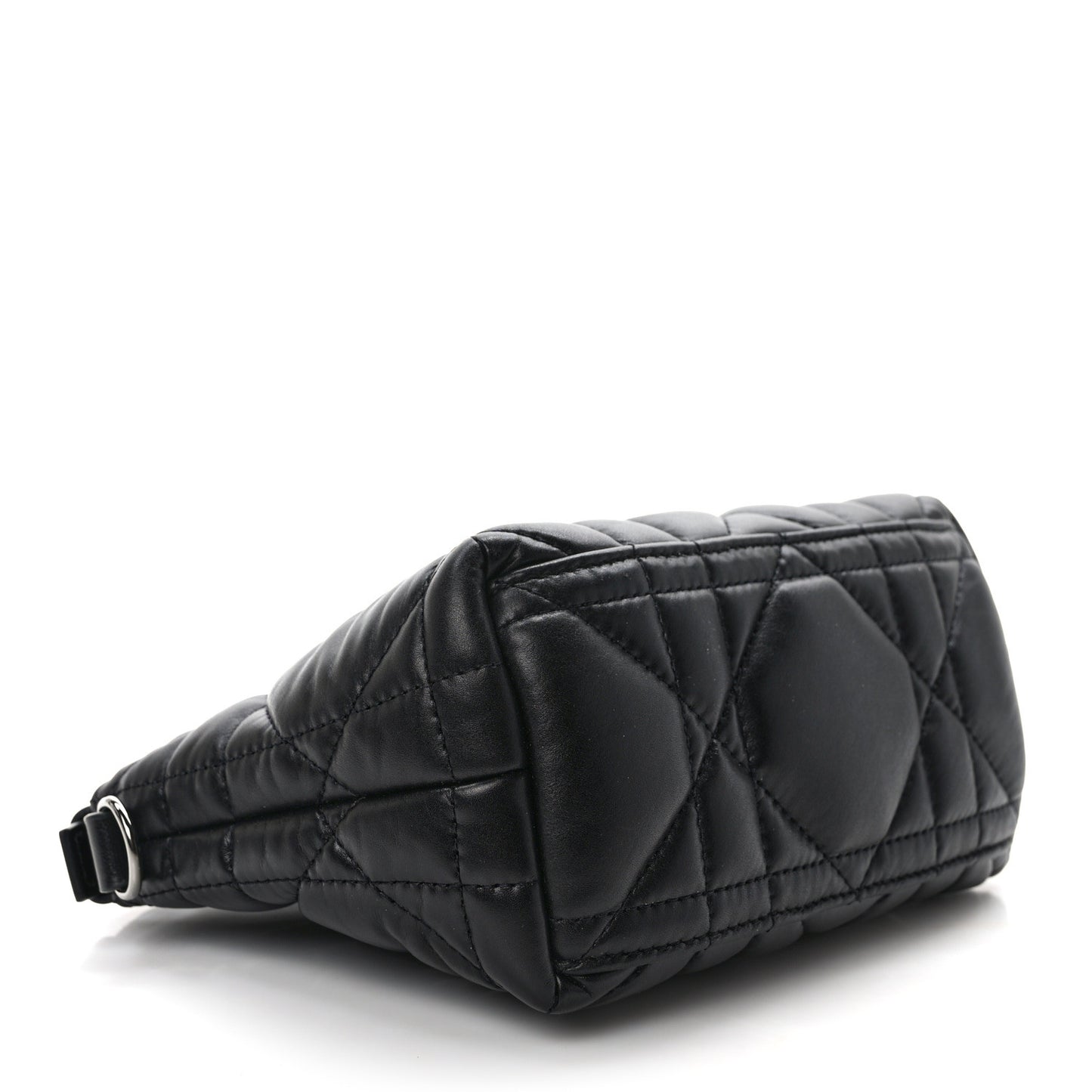 Calfskin Macrocannage Small Diortravel Nomad Pouch Black