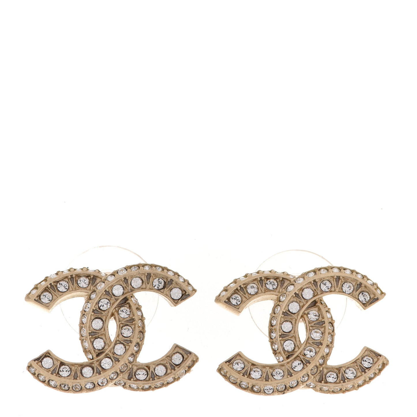 Crystal Timeless CC Earrings Light Gold