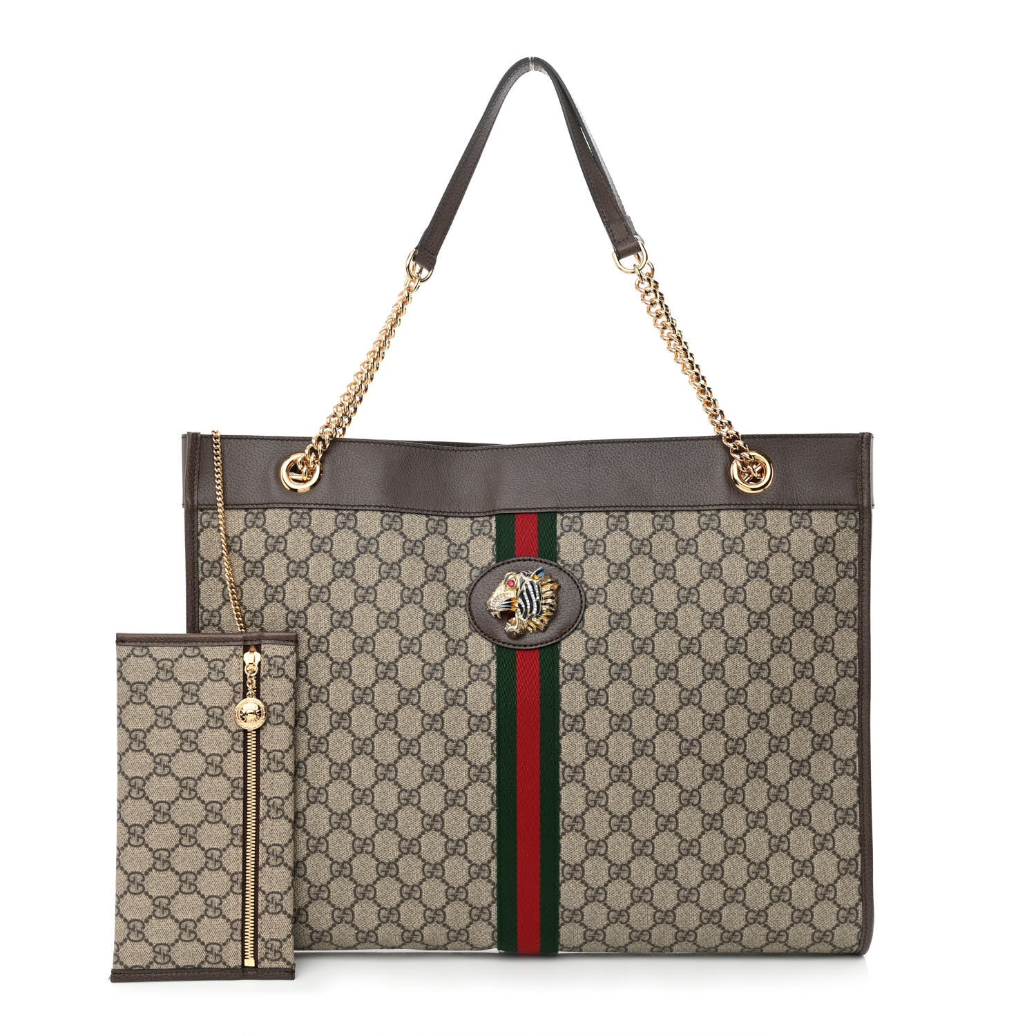 Gucci GG Supreme Monogram Large Rajah Chain Tote Beige New Acero 1 of 11