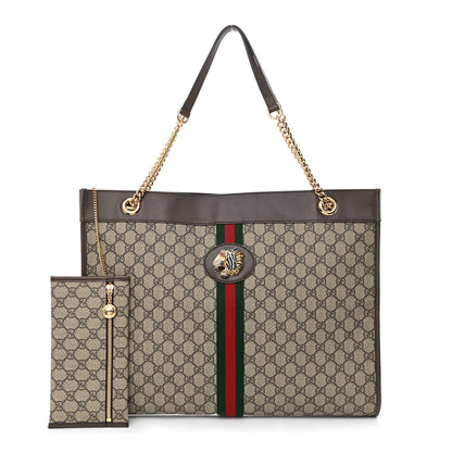 Gucci GG Supreme Monogram Large Rajah Chain Tote Beige New Acero 1 of 11