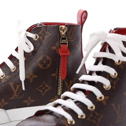 Louis Vuitton Calfskin Patent Monogram Stellar Sneaker Boots 35.5 Rouge 4 of 12
