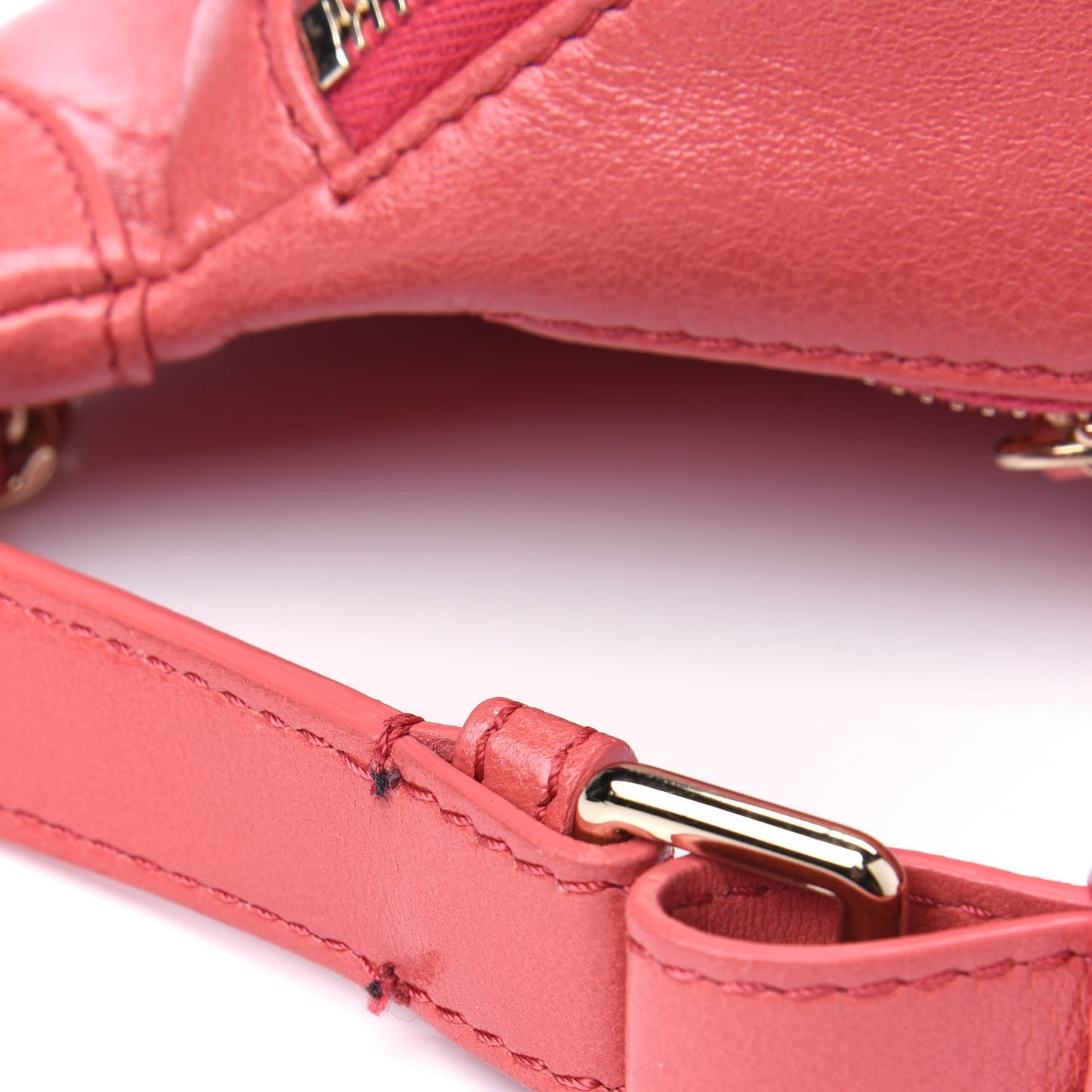 Crumpled Glazed Lambskin Quilted Waist Bag Fanny Pack Pink