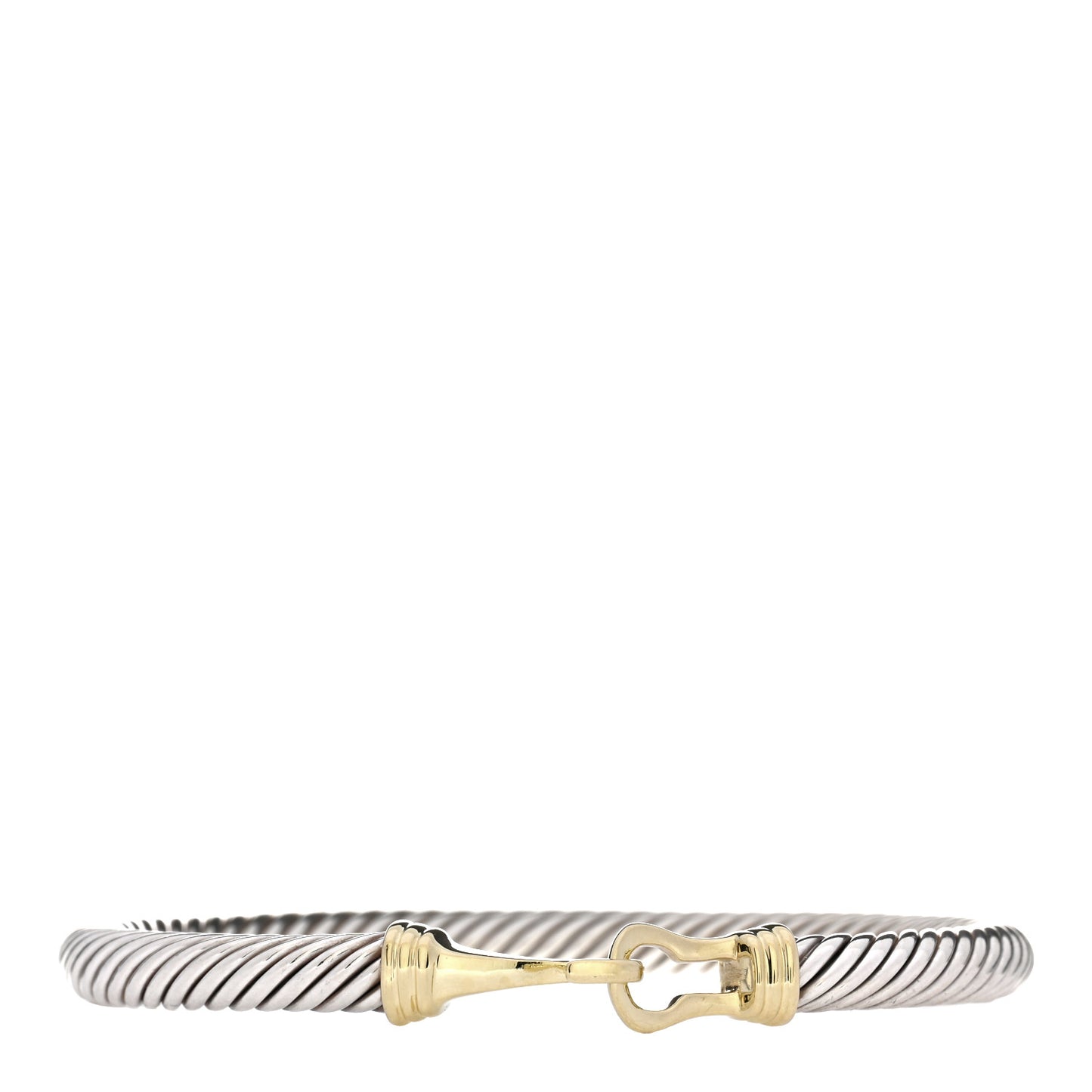 Sterling Silver 14K Yellow Gold 5mm Cable Classic Buckle Bracelet