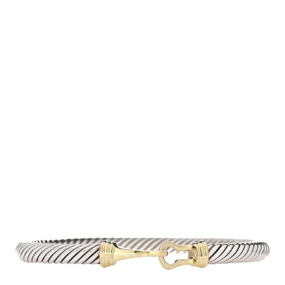 David Yurman Sterling Silver 14K Yellow Gold 5mm Cable Classic Buckle Bracelet 1 of 3