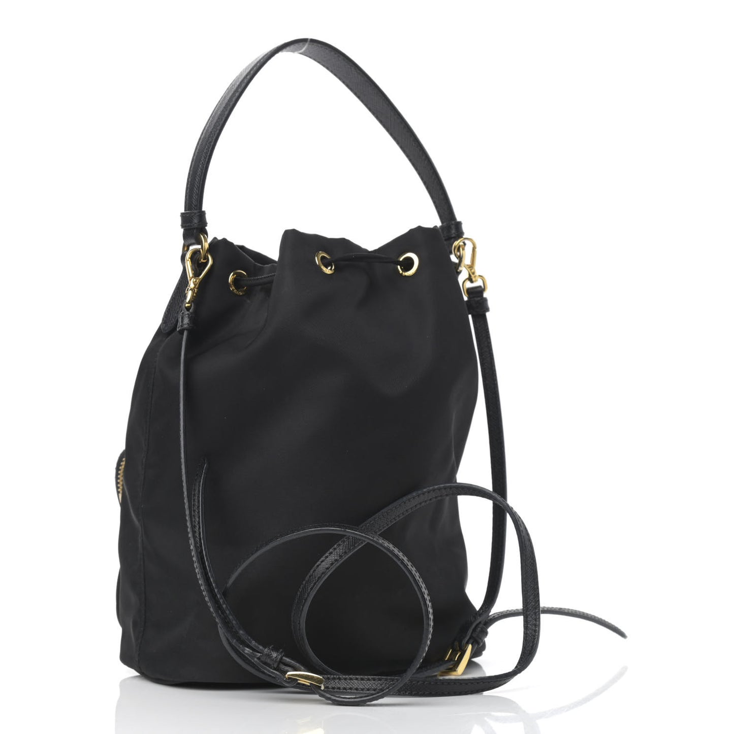 Re-Nylon Duet Drawstring Shoulder Bag Black