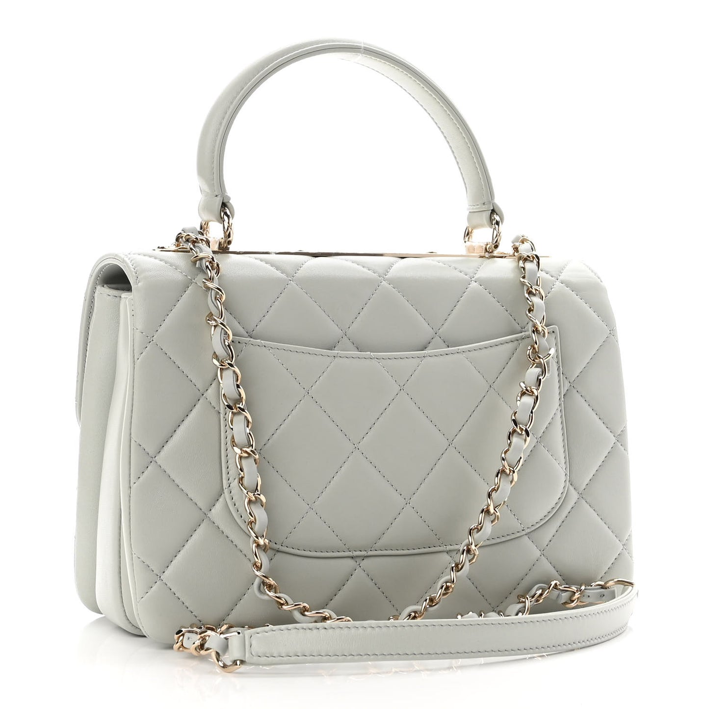 Lambskin Quilted Small Trendy CC Flap Dual Handle Bag Light Grey