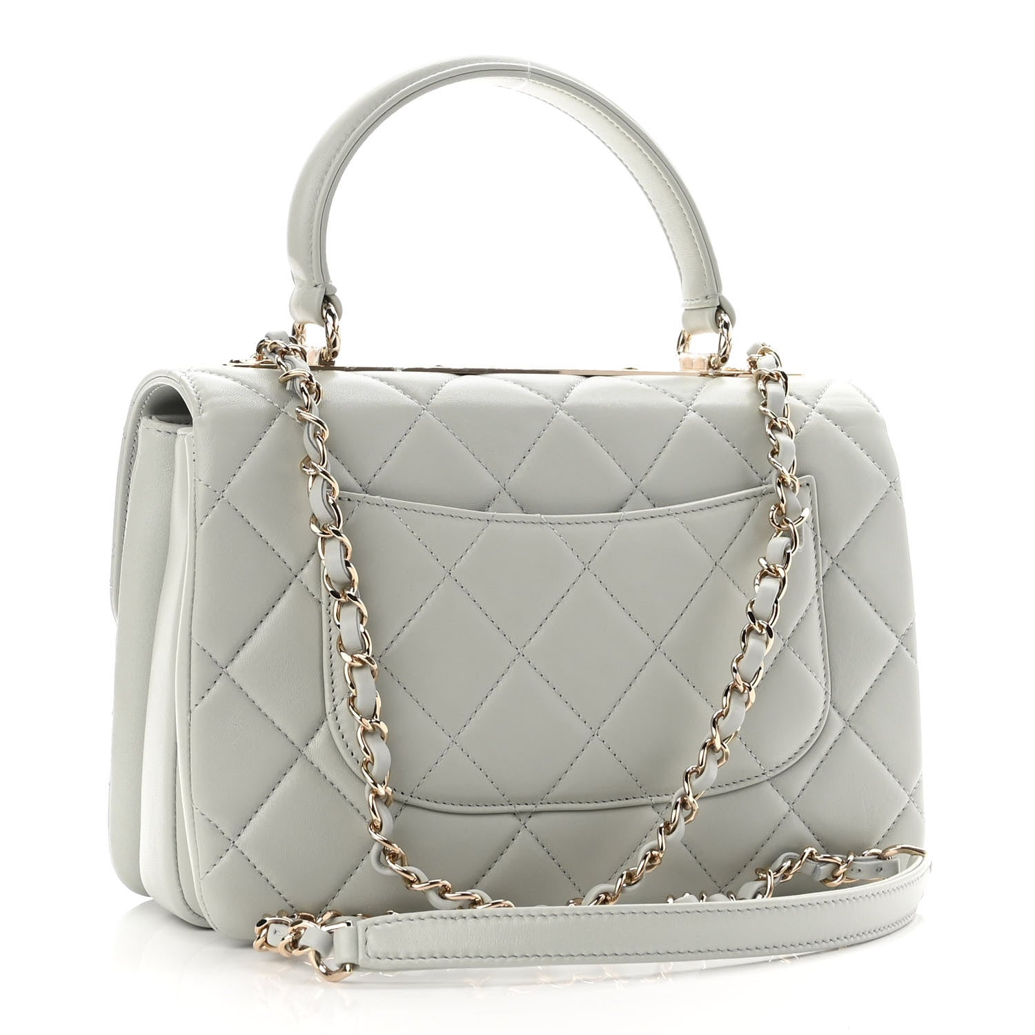 Chanel Lambskin Quilted Small Trendy CC Flap Dual Handle Bag Light Grey 3 of 12