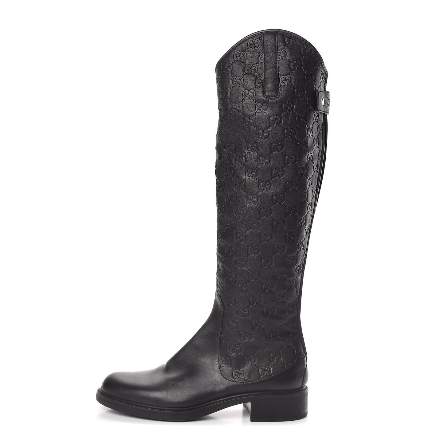 Guccissima Calfskin Miro Soft Knee High Riding Boots 39 Black