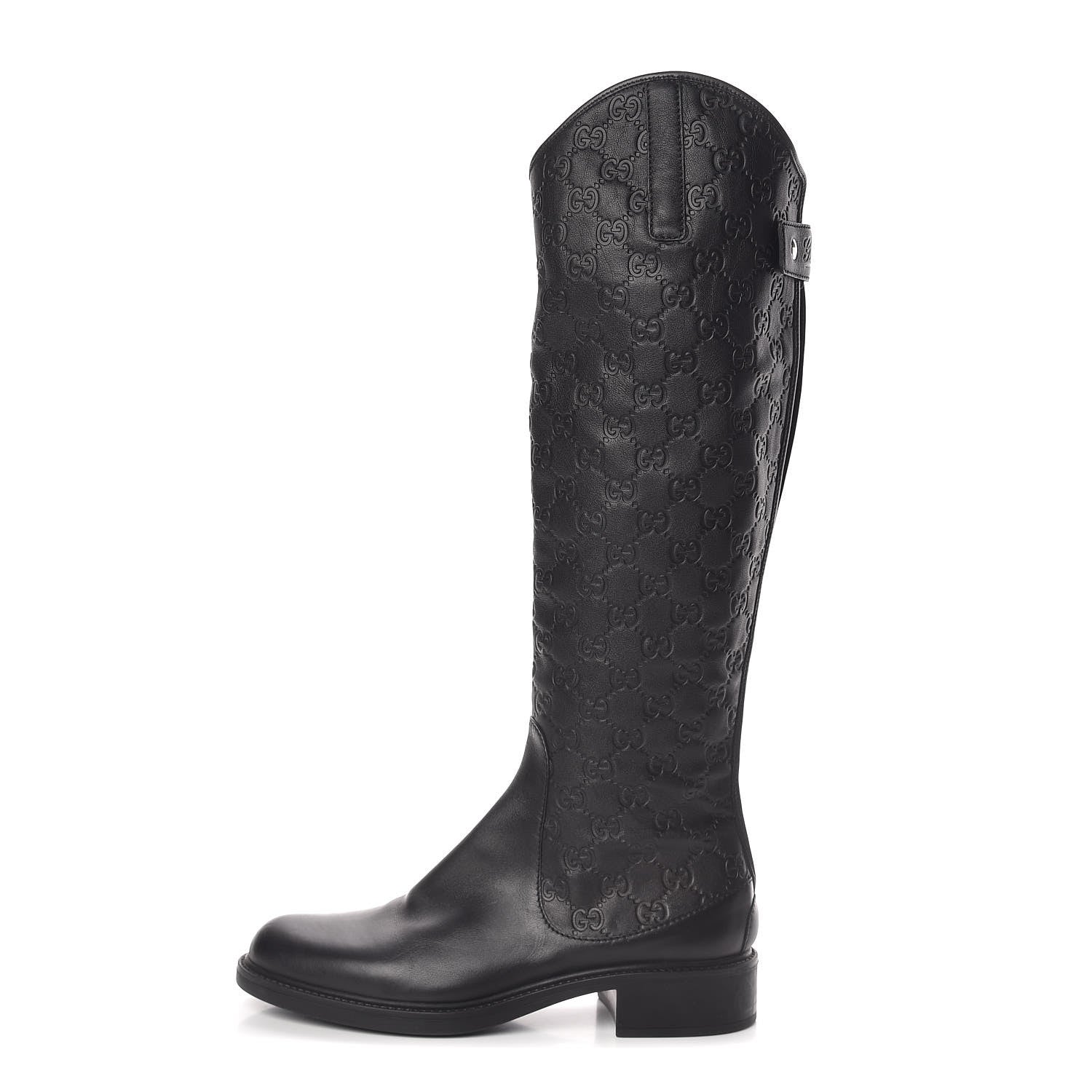 Gucci Guccissima Calfskin Miro Soft Knee High Riding Boots 39 Black 1 of 10