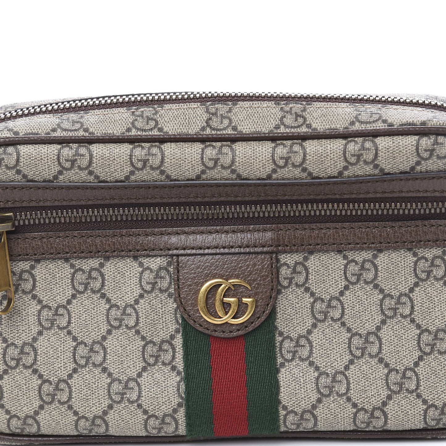 Soft GG Supreme Monogram Medium Ophidia Belt Bag Dark Brown