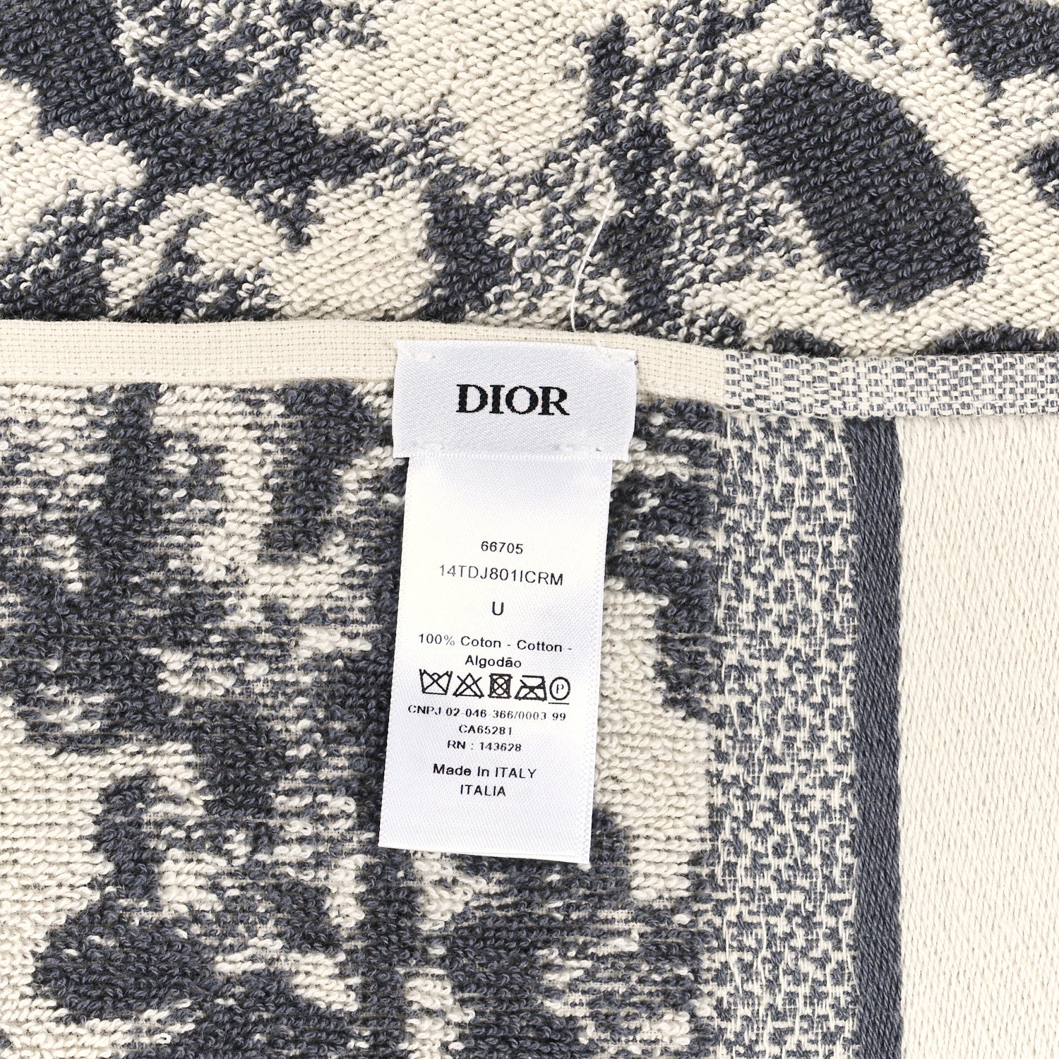 Christian Dior Cotton Toile De Jouy Reverse Towel Gray Ivory Gray Ivory 3 of 3