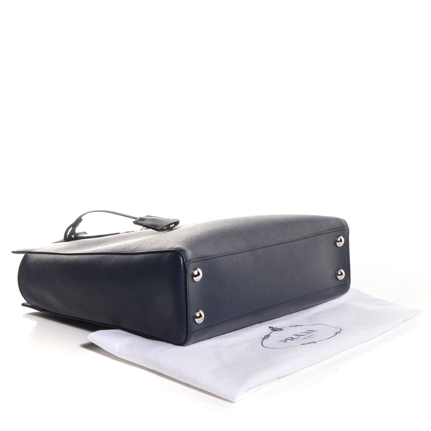 Prada Saffiano Lux Double Handle Shopping Tote Baltico 4 of 10