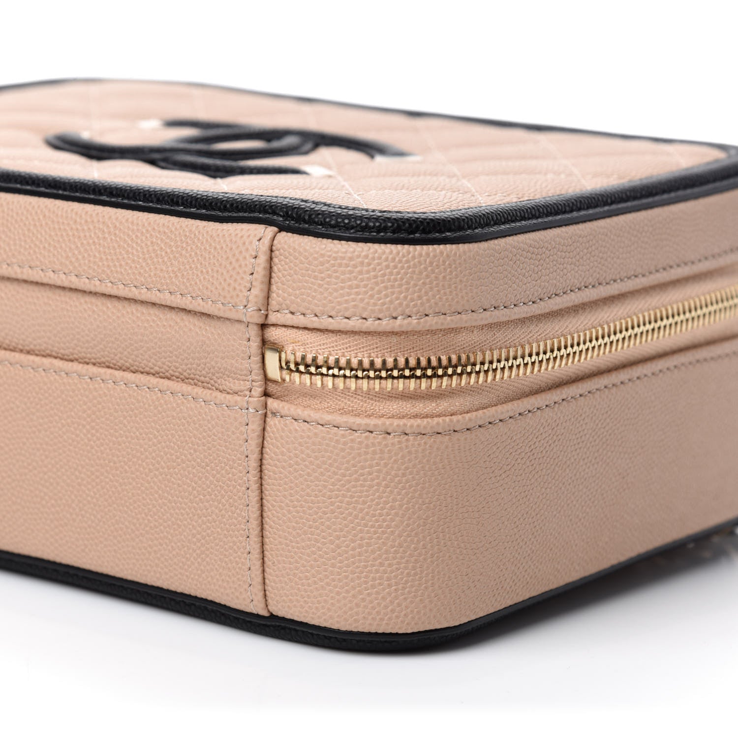 Chanel Caviar Quilted Medium CC Filigree Vanity Case Beige Black 7 of 11