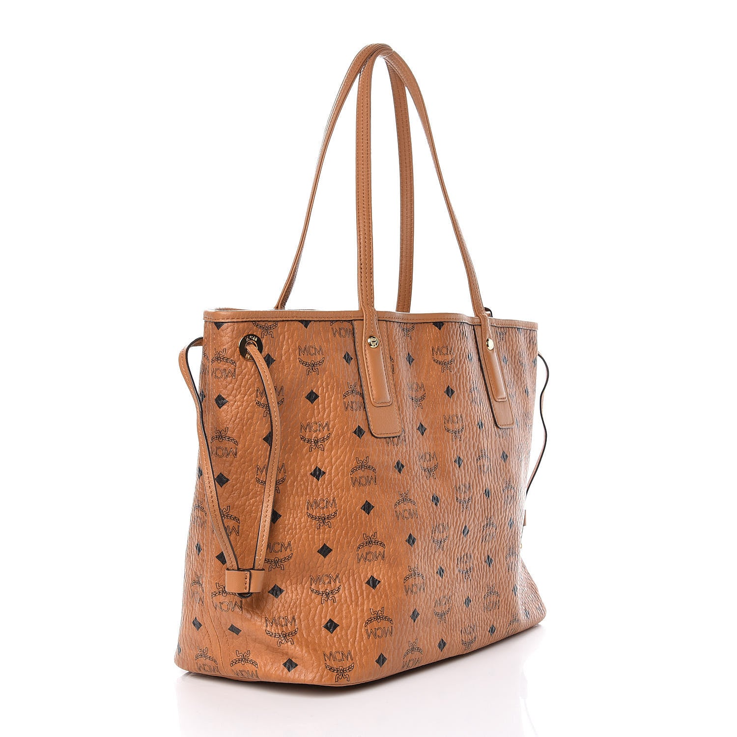 MCM Visetos Medium Liz Reversible Shopper Tote Cognac 5 of 14