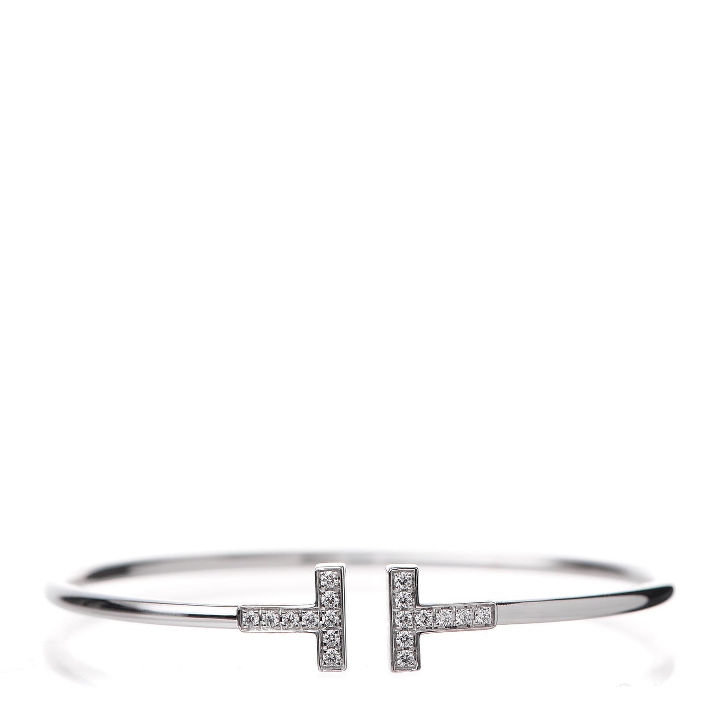 18K White Gold Diamond T Wire Bracelet
