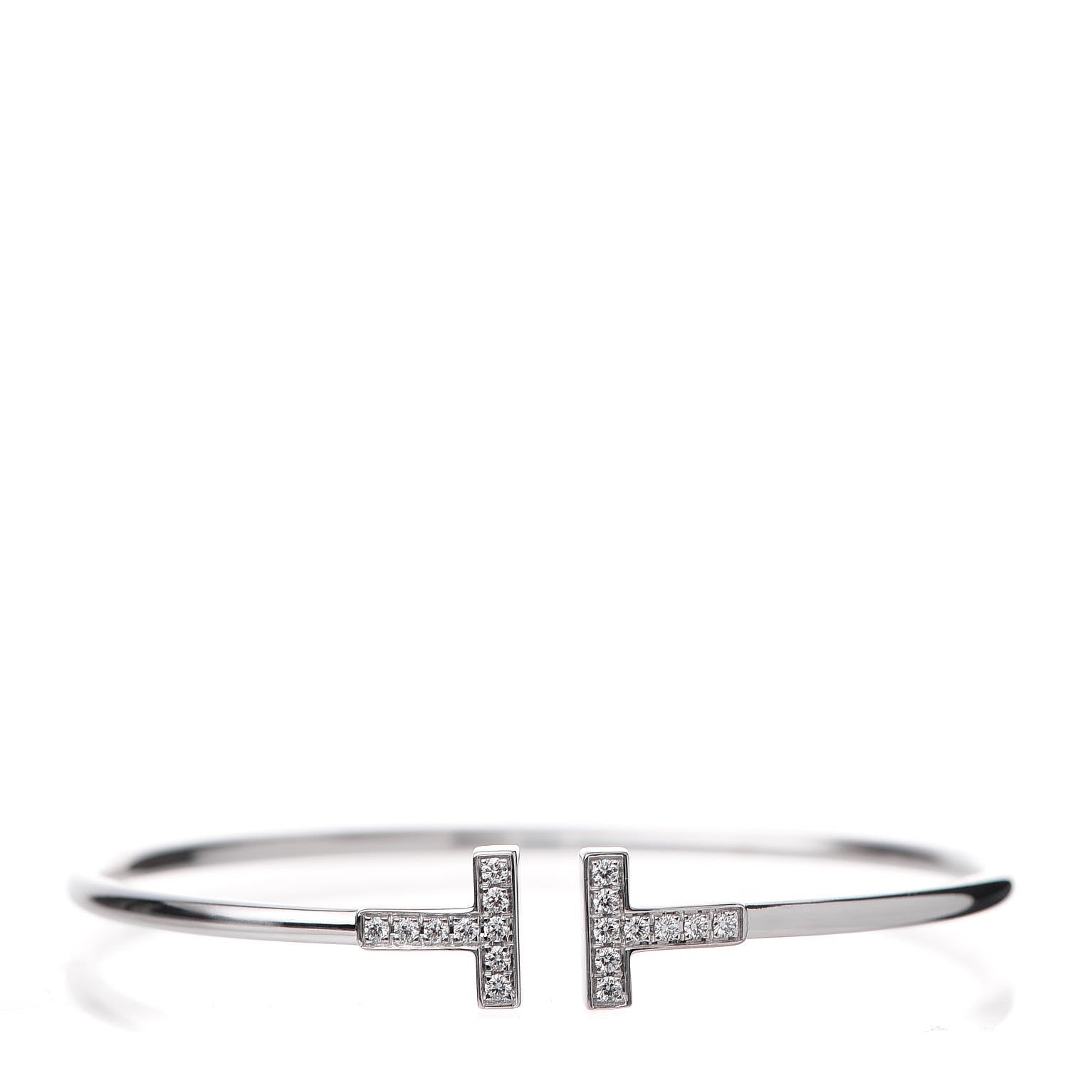Tiffany 18K White Gold Diamond T Wire Bracelet 1 of 7
