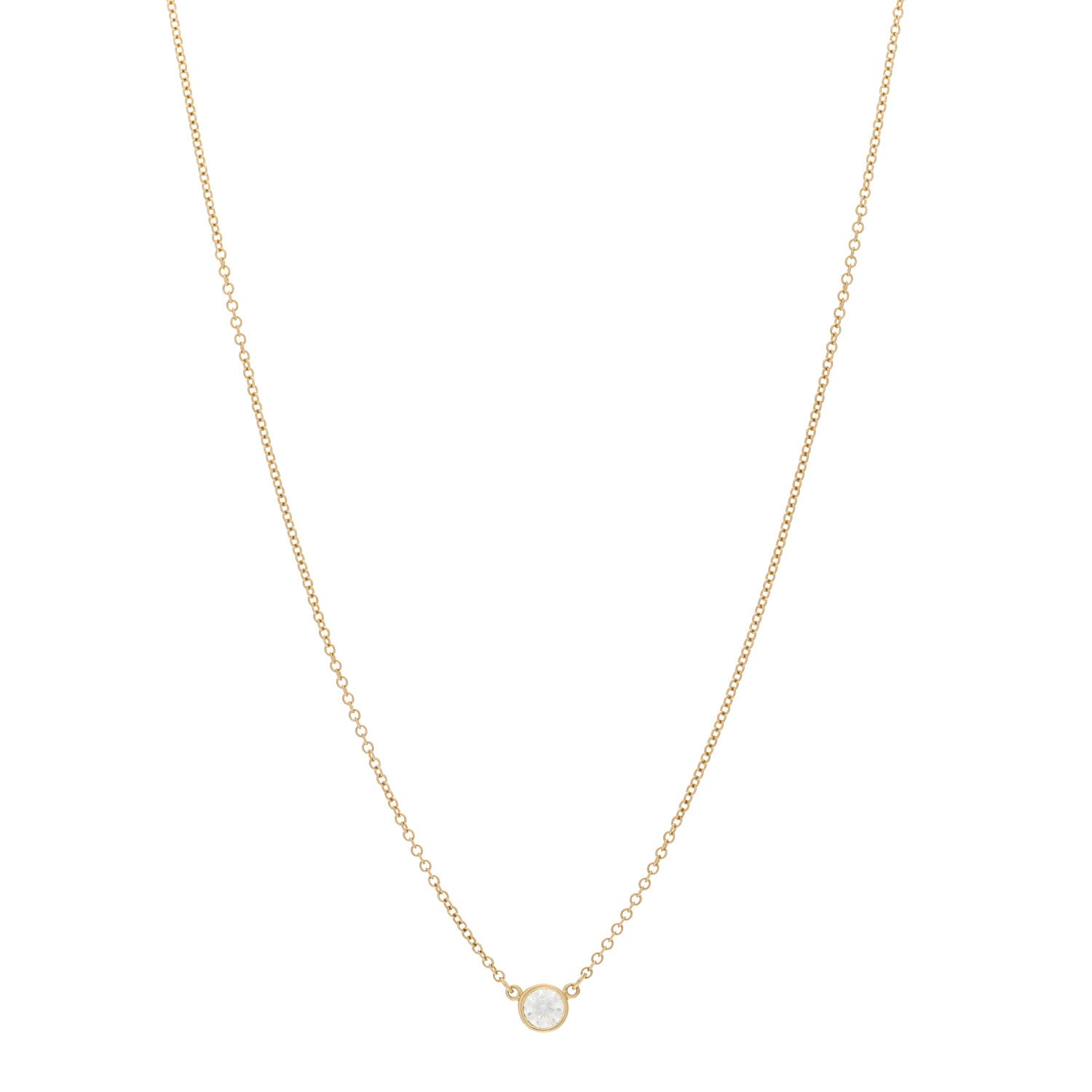Tiffany 18K Yellow Gold Diamond .25ct Elsa Peretti Diamonds by the Yard Pendant Necklace 1 of 4