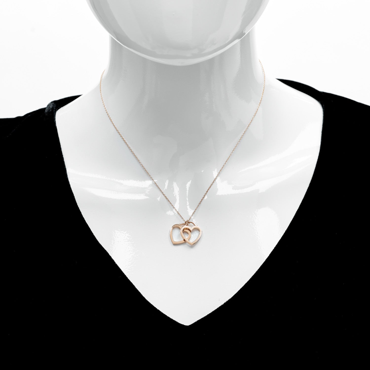 Tiffany 18K Rose Gold Double Open Heart Pendant Necklace 2 of 6