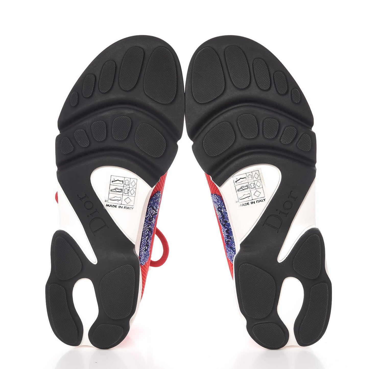 Calfskin Technical Canvas Embellished Dior Fusion Sneakers 35 Rouge