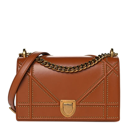 Christian Dior Lambskin Studded Medium Diorama Flap Bag Brown 1 of 9