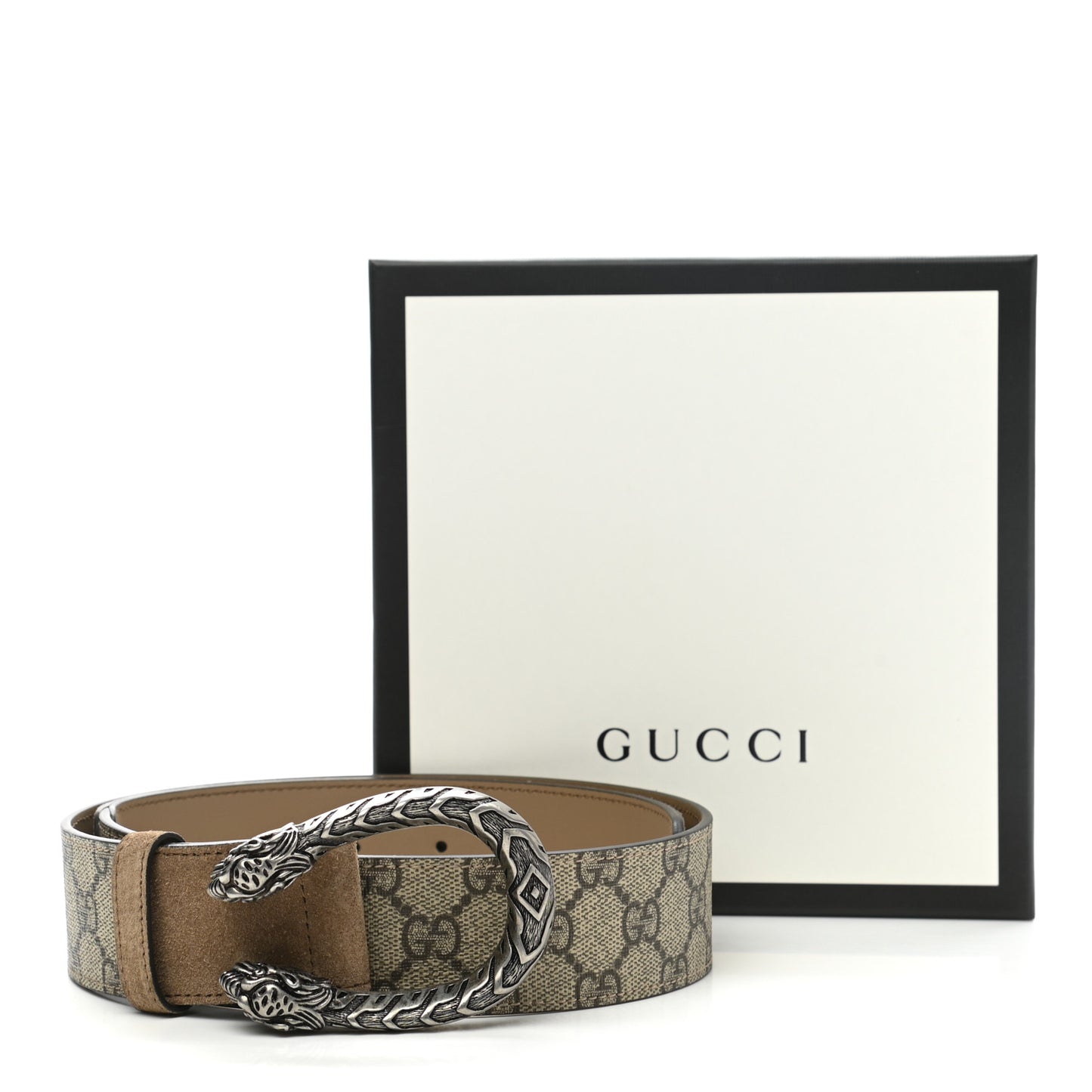 GG Supreme Monogram Suede Dionysus 40mm Belt 75 30 Beige Taupe
