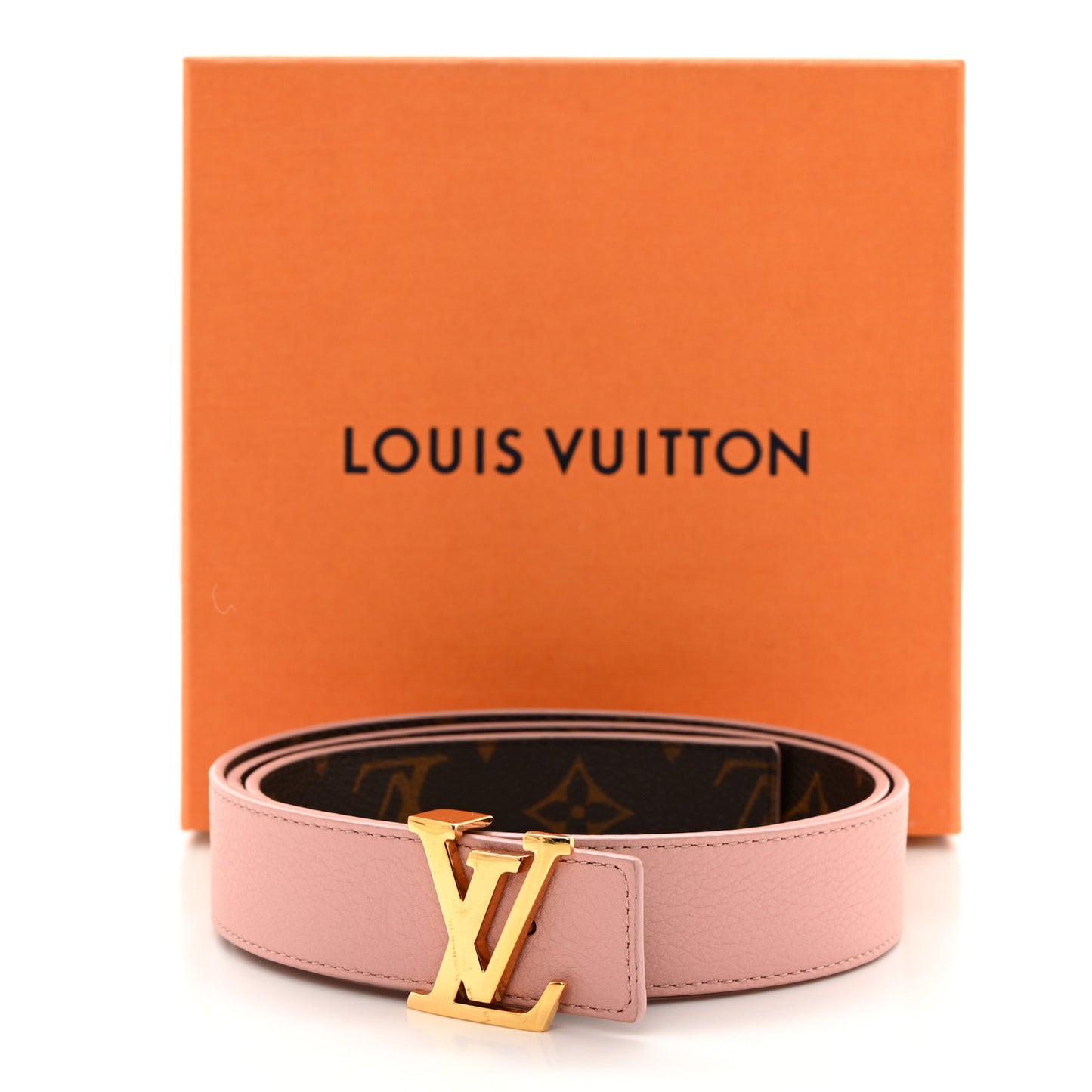 LOUIS VUITTON Calfskin Monogram 30mm LV Initiales Reversible Belt 90 36 Rose Ballerine