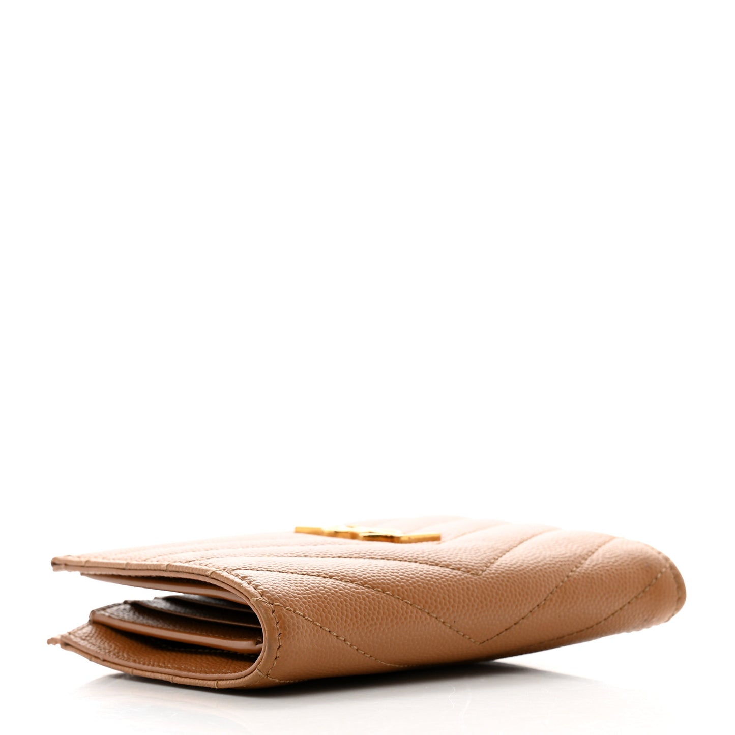 Grain De Poudre Matelasse Chevron Monogram Zipped Card Case Natural Dark