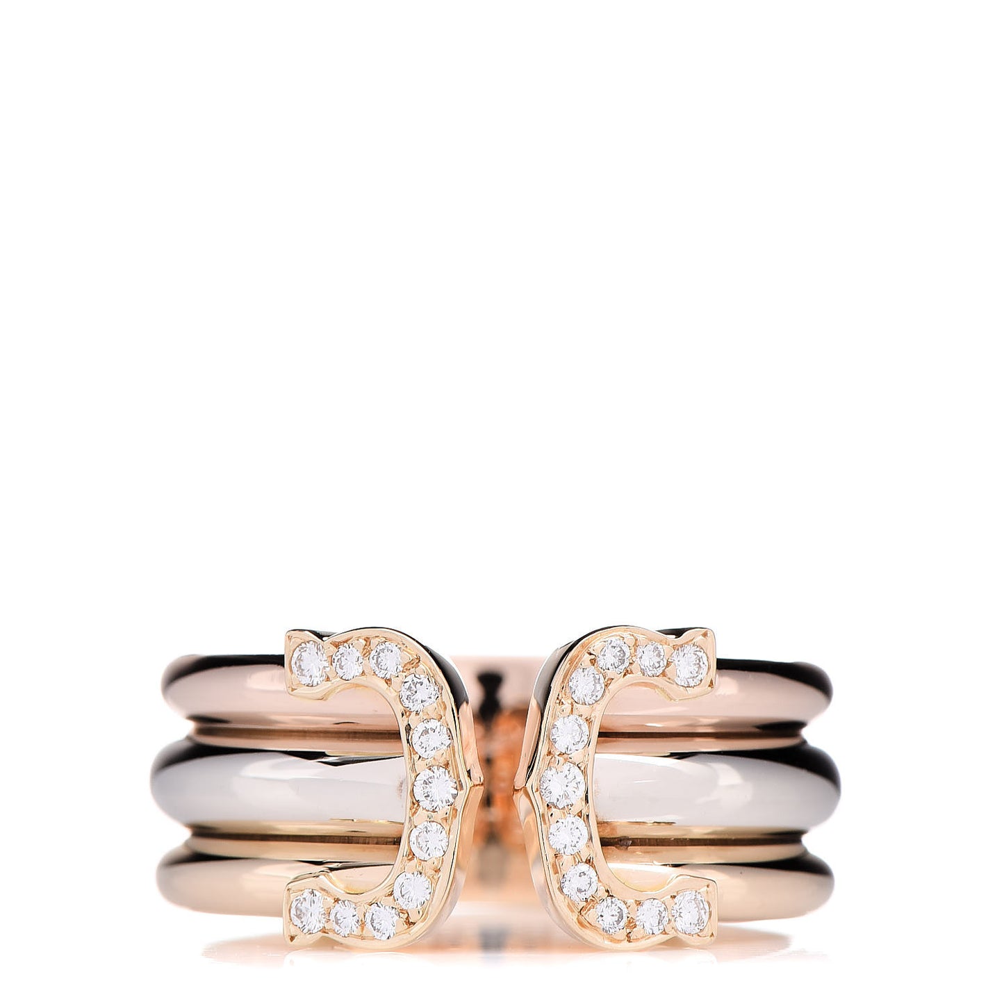 18K Pink Yellow White Gold Diamond C De Ring 58 8.25
