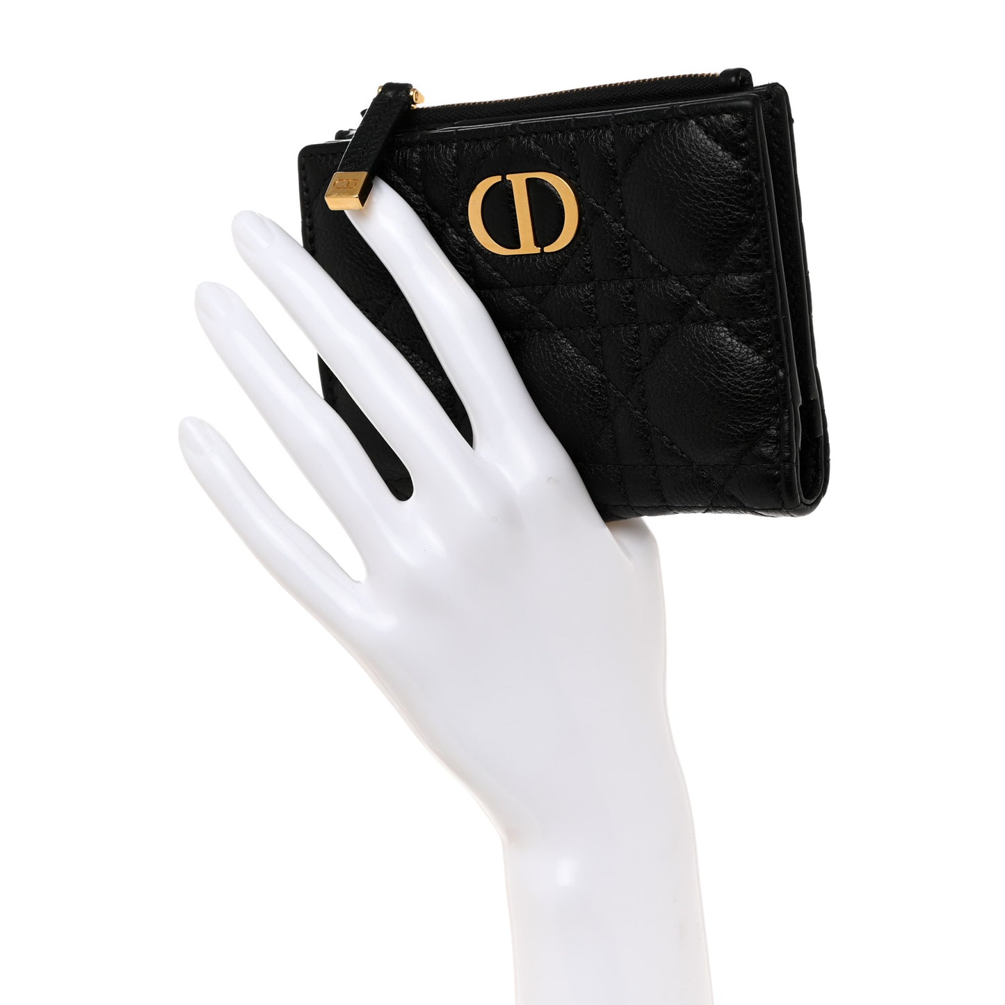 Grained Calfskin Supple Cannage Caro Dahlia Wallet Black