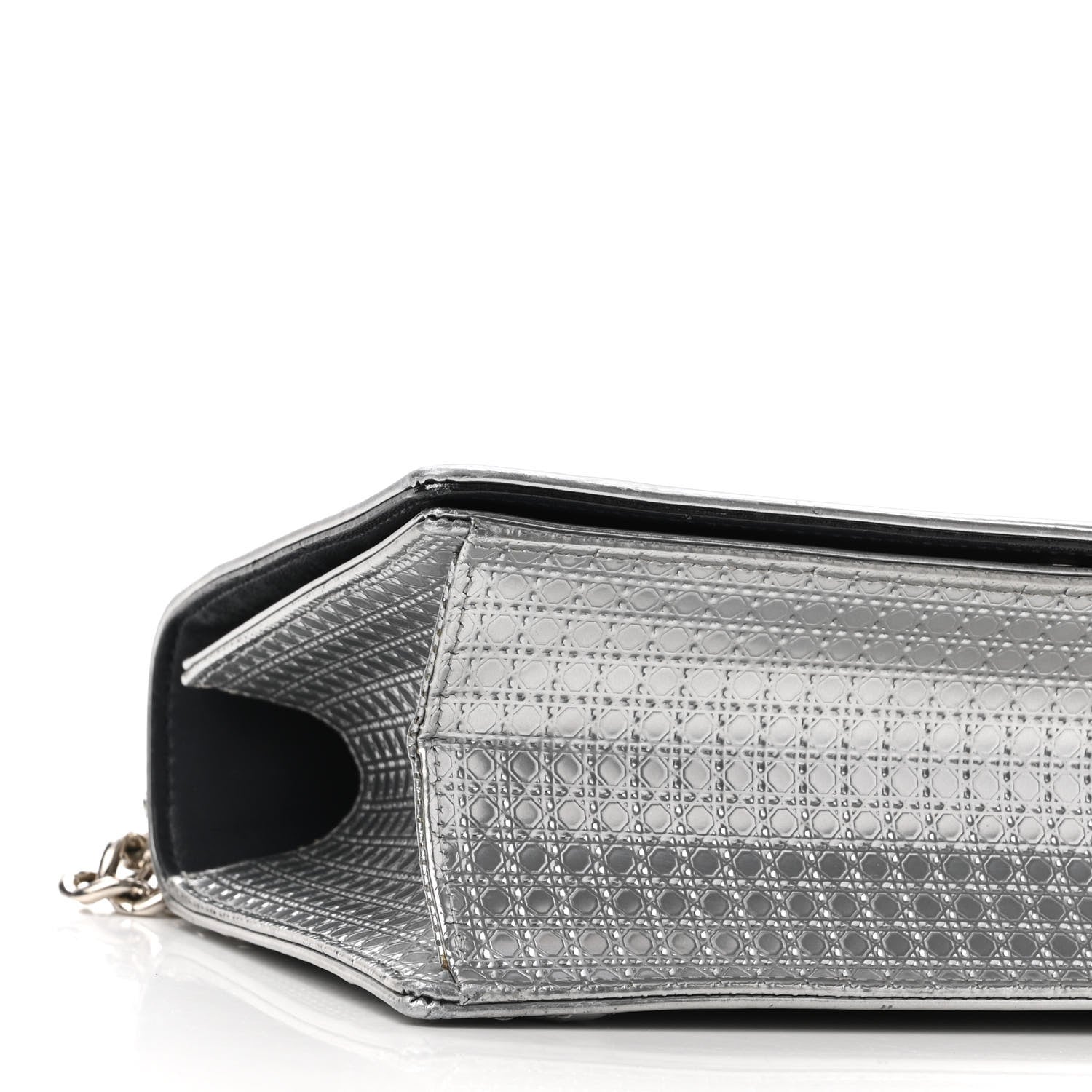 Christian Dior Metallic Patent Micro-Cannage Medium Diorama Flap Bag Silver 8 of 10
