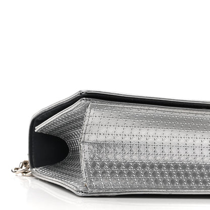 Christian Dior Metallic Patent Micro-Cannage Medium Diorama Flap Bag Silver 8 of 10