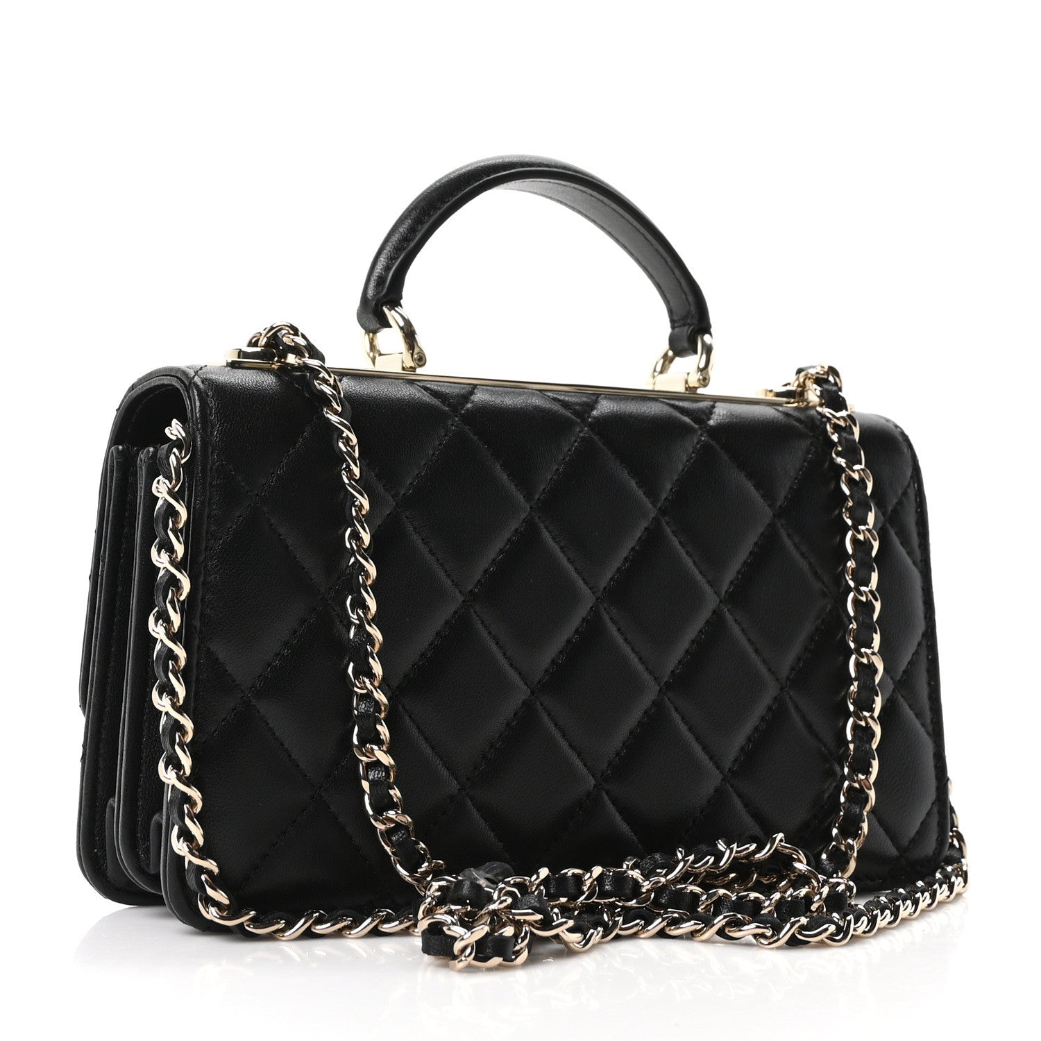 Chanel Lambskin Quilted Trendy CC Dual Handle Clutch With Chain Black 2 of 11