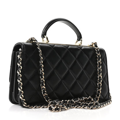 Chanel Lambskin Quilted Trendy CC Dual Handle Clutch With Chain Black 2 of 11