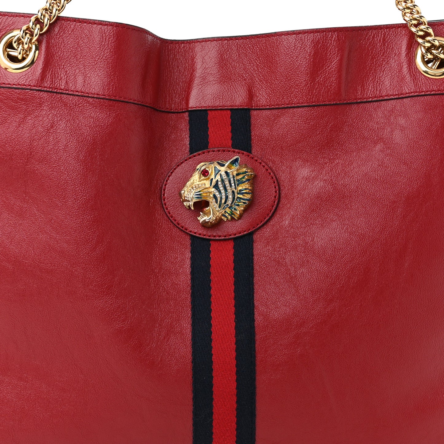 Calfskin Large Rajah Chain Tote Romantic Cherry